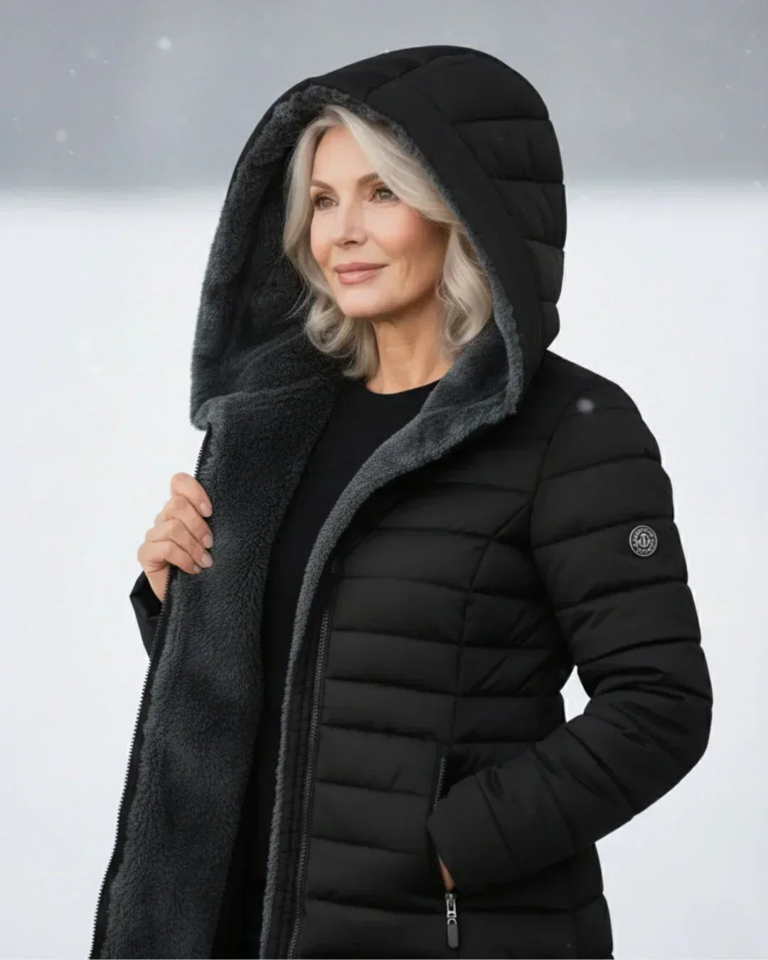 Samianea - Long Hooded Puffer Coat With Pockets