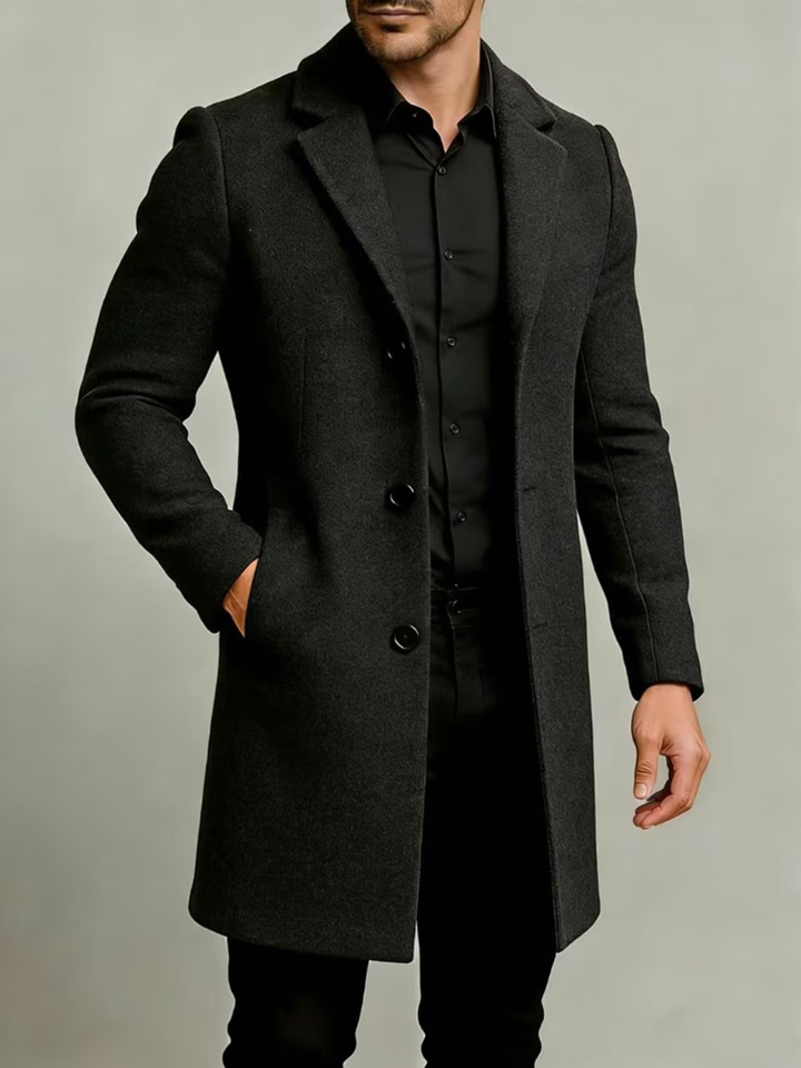 Adelilenna - Button Up Long Sleeve Lapel Coat