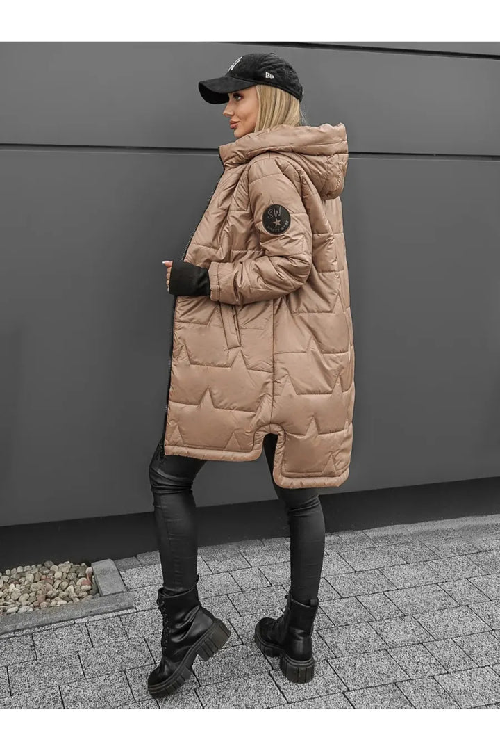 Mileaella - Quilted Long Hooded Jacket