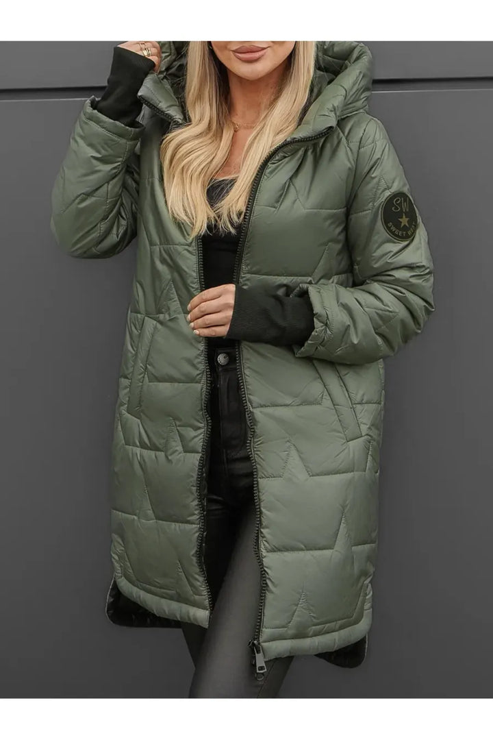 Mileaella - Quilted Long Hooded Jacket