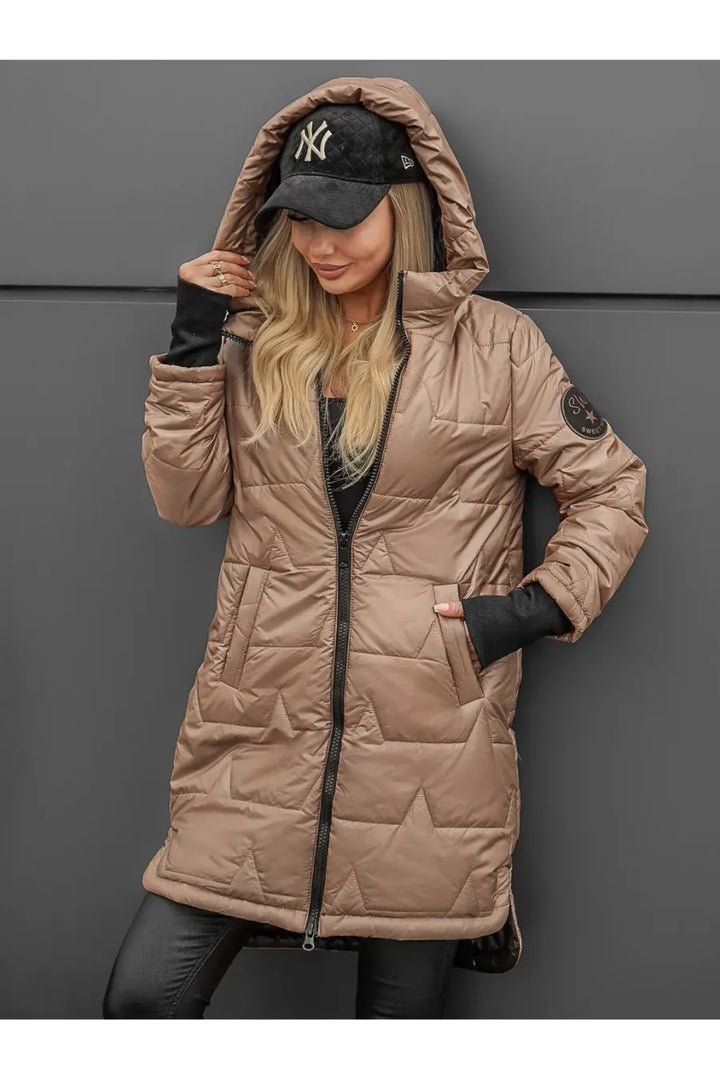 Mileaella - Quilted Long Hooded Jacket