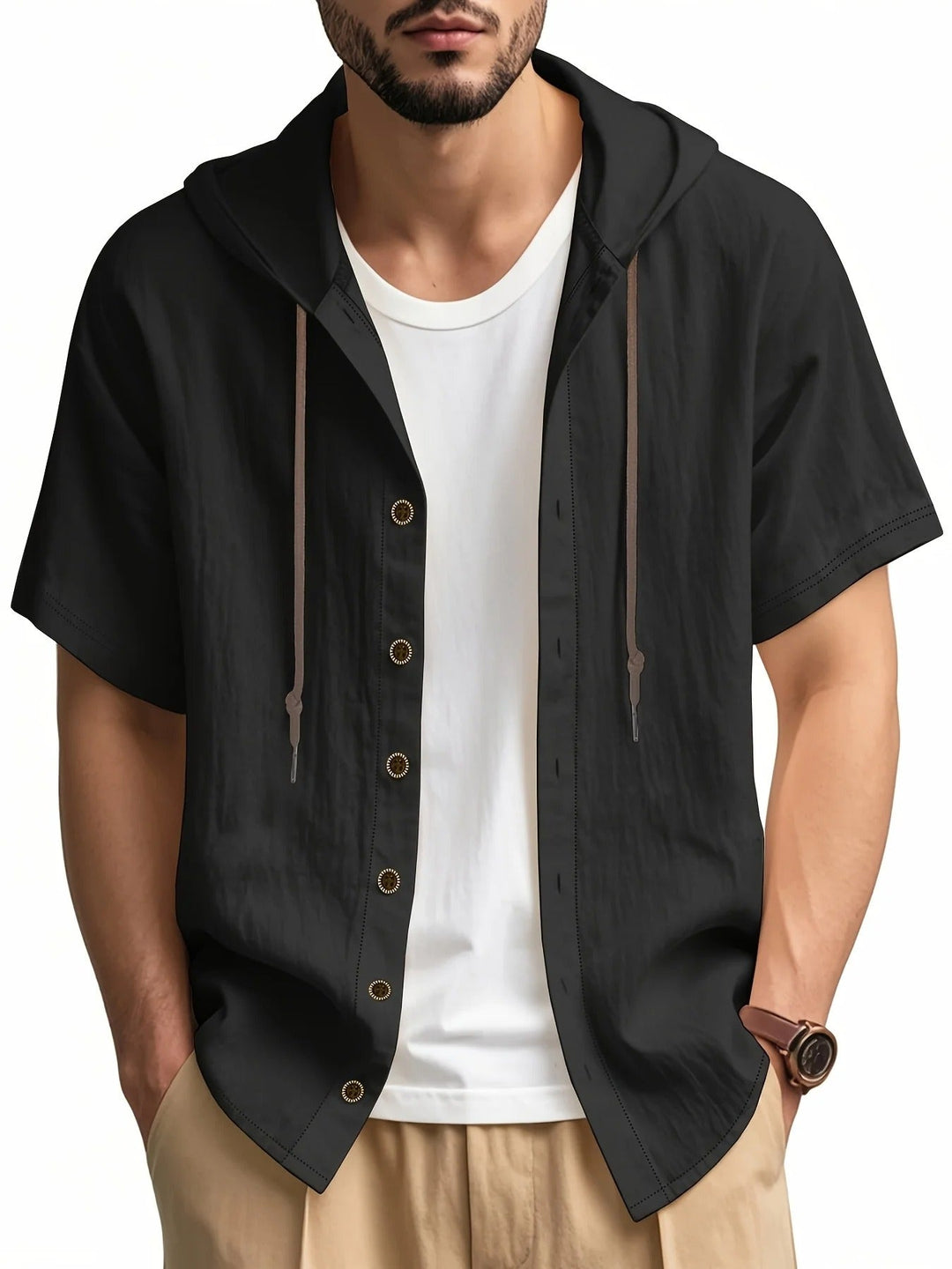 Chadwick - Lightweight Short Sleeve Linen Hooded Shirts