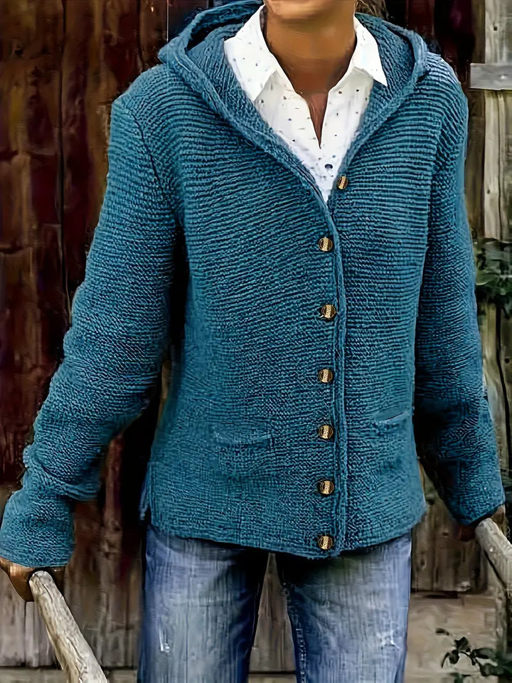 Bressan - Elegant Long Sleeve Hooded Cardigan