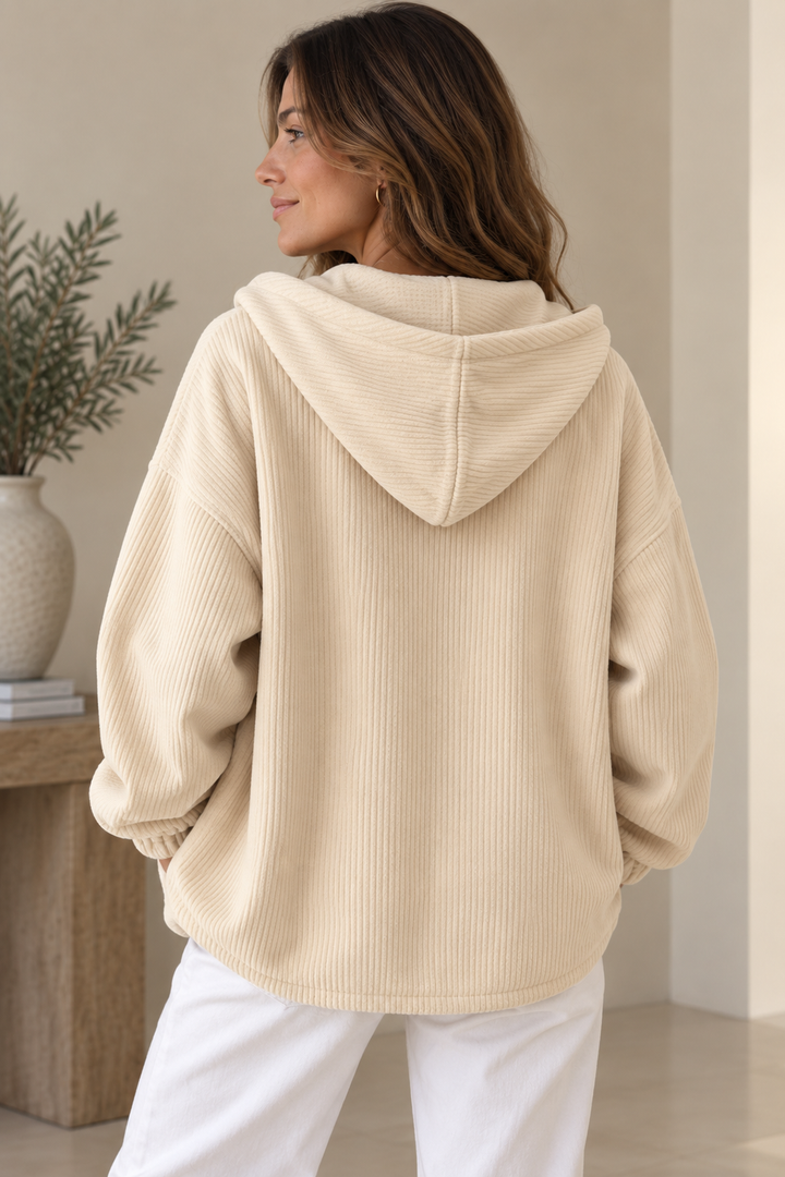 Camilessa - Oversized Corduroy Hooded Jacket