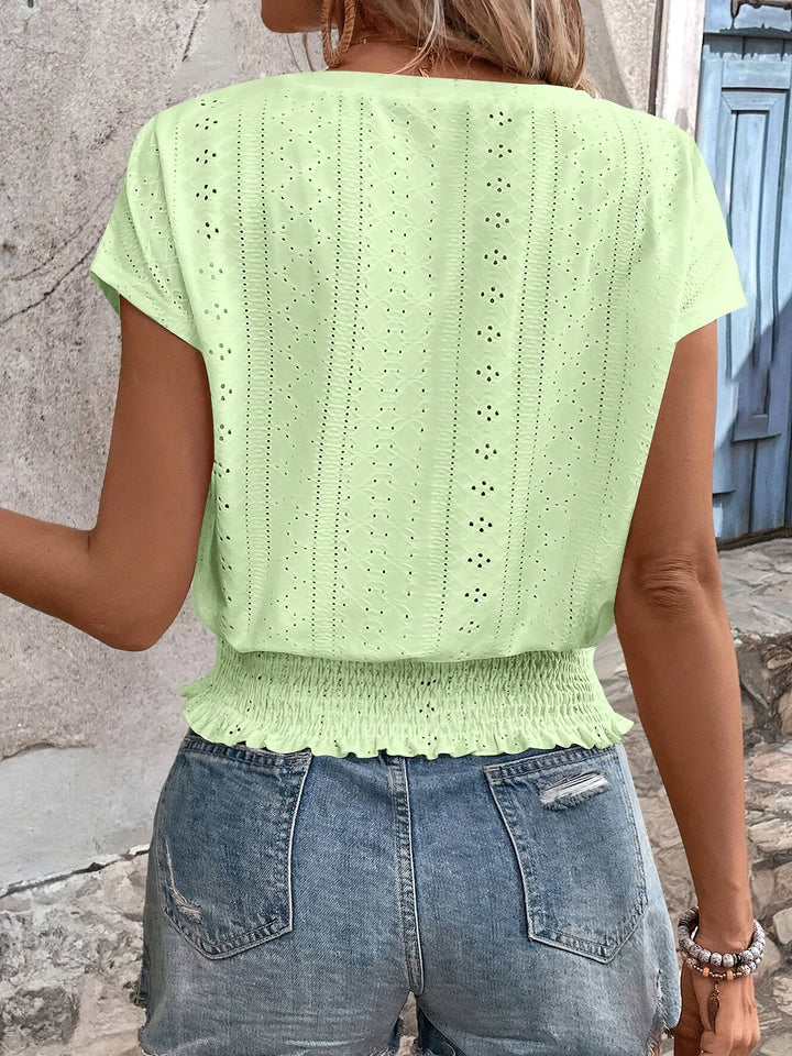 Delores - Elegant V-Neck Batwing T-Shirt
