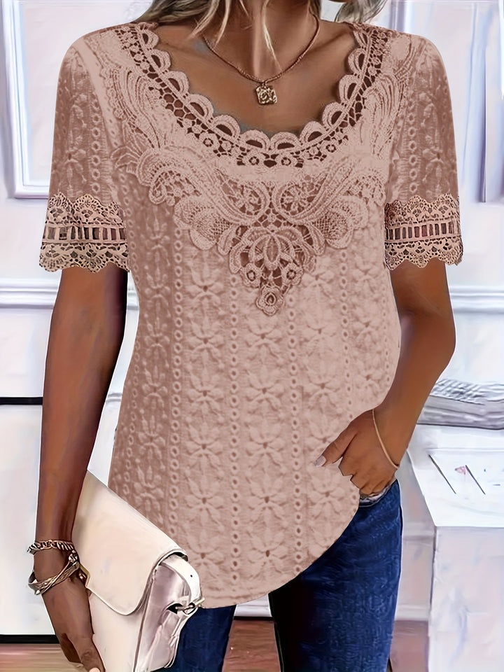 Rickea - Elegant Short Sleeve Blouse