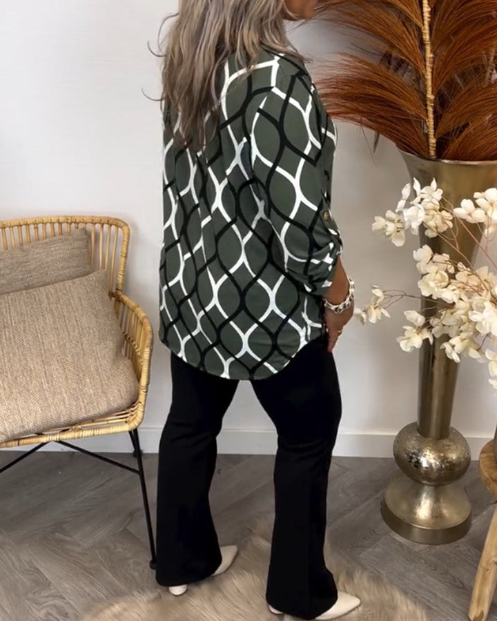 Alyce - Casual Long Sleeve Blouse With Pattern