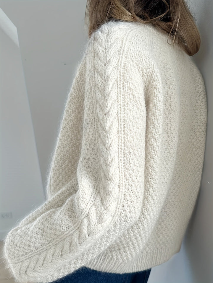 Dwina -  Cable Knitted Cardigan With Button