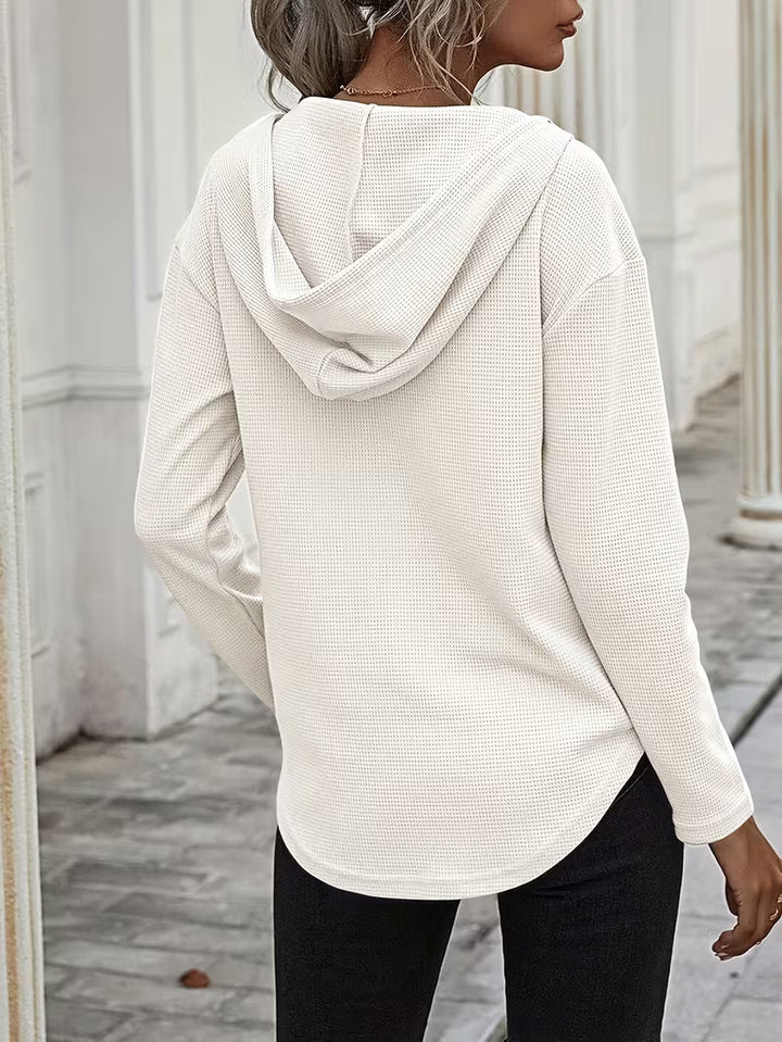 Heydi - Long Sleeve Curved Hem Hooded Sweatshirt