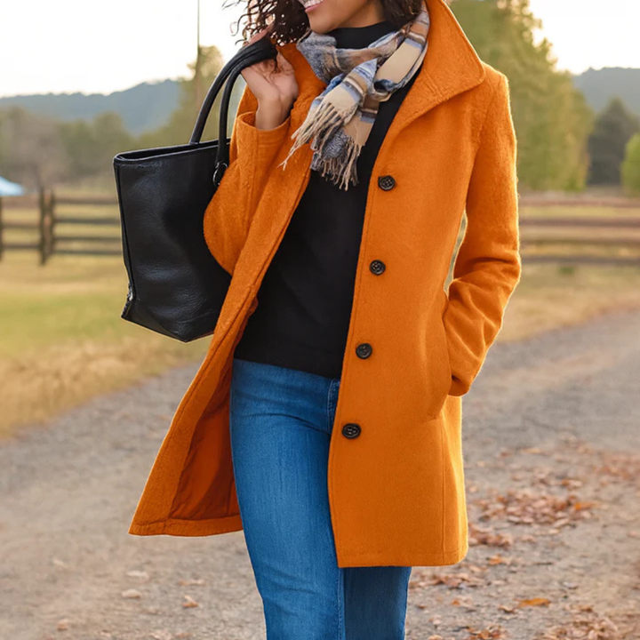Zoraine - Long Sleeve Coat With Pockets