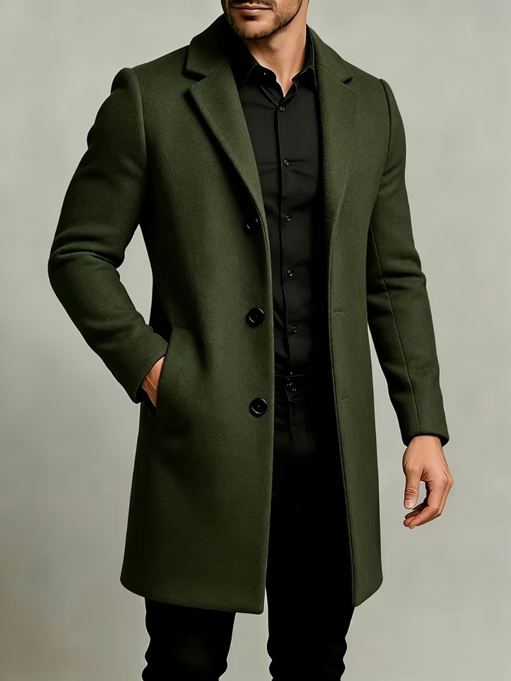 Adelilenna - Button Up Long Sleeve Lapel Coat
