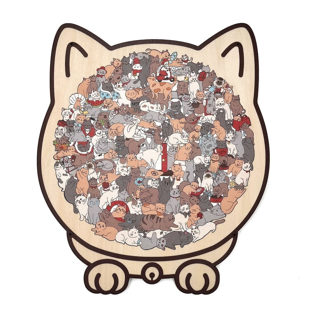 KittyCluster - 135-Piece Wooden Cat Shape Puzzle