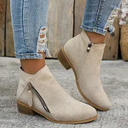 Farah - Orthopedic Leather Ankle Boots With Zipper