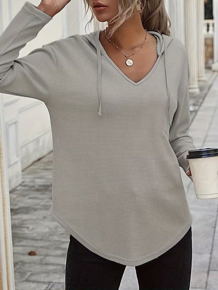 Heydi - Long Sleeve Curved Hem Hooded Sweatshirt