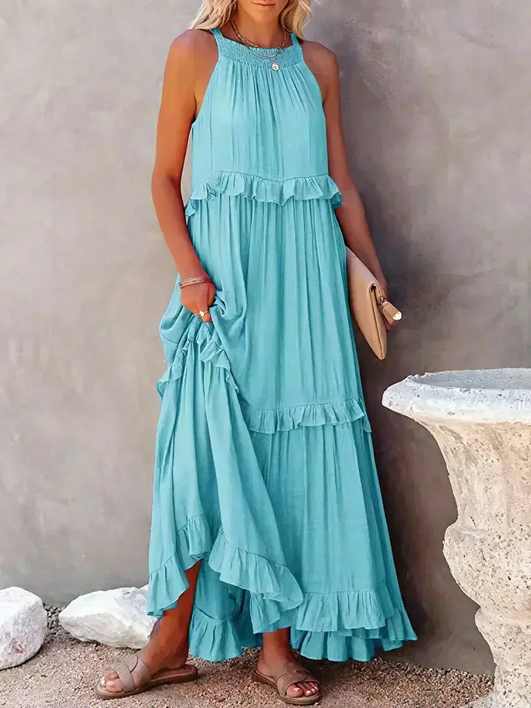 Hayley - Elegent Sleeveless Dress With Ruffle