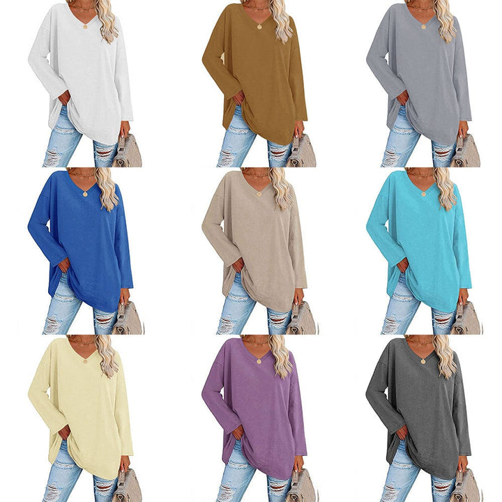 Milena - Long Sleeve Fashion V-Neck Knit Top
