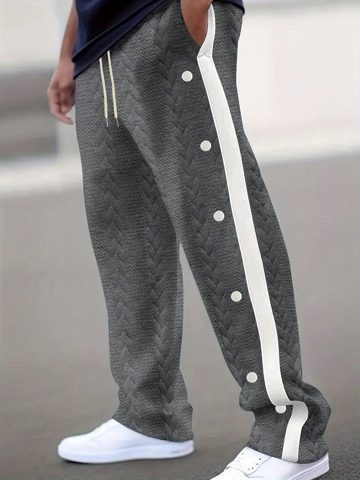 Jonass - Knitted Wide-Leg Trousers with Side Buttons