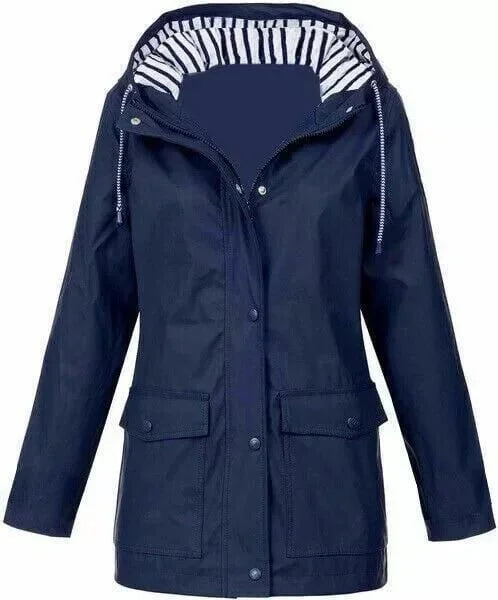 Ilektra - Elegant Long Sleeve Waterproof Hooded Jacket