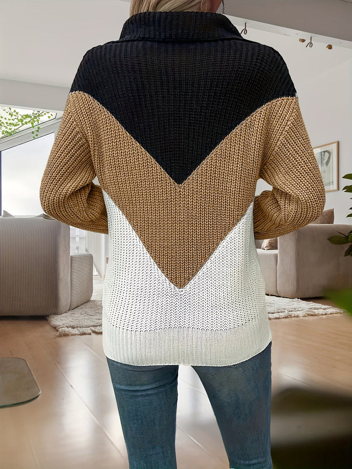Vala - Elegant Knitted Sweater with Half Zip