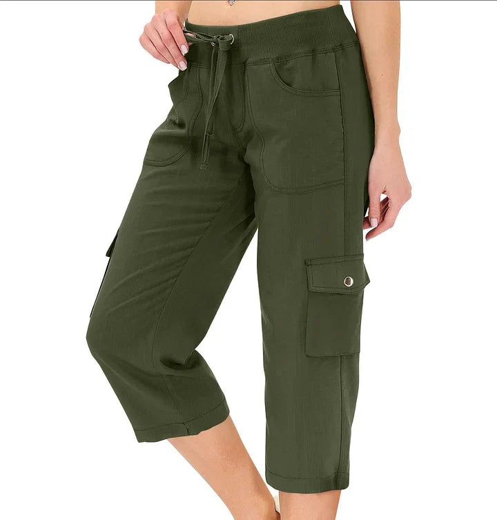 Mileni - Comfortable High-Waist Capri Pant With Practical Pockets