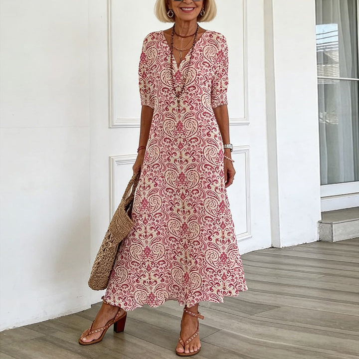 Zarmina - Elegant Long Dress With Boho Print