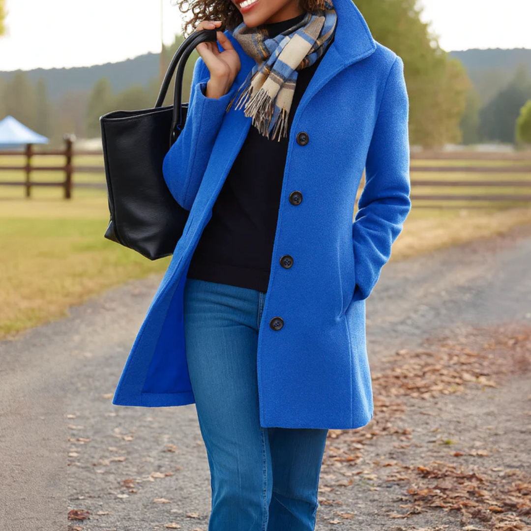 Zoraine - Long Sleeve Coat With Pockets