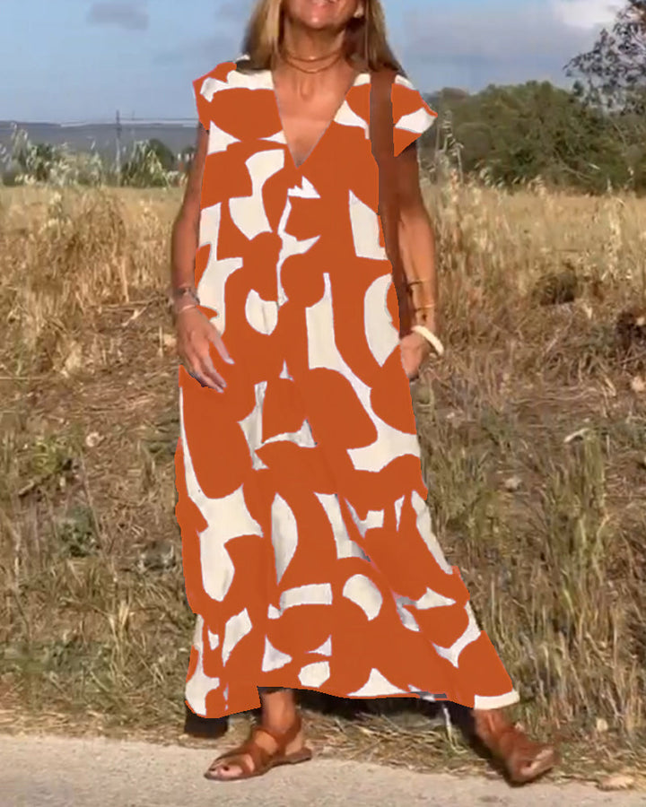 Sarinya - Printed Dress With V-Neck
