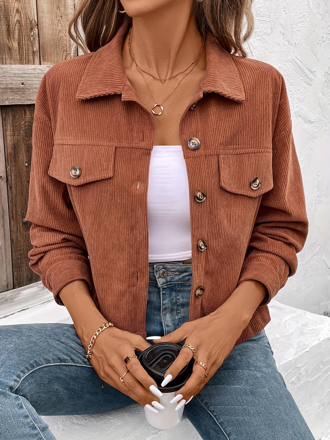 Nichola - Long Sleeve Jacket With Button Up