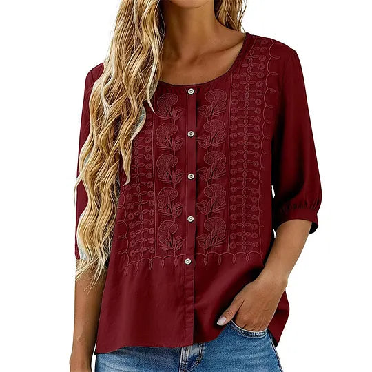 Andreza - Cotton Blouse With Button