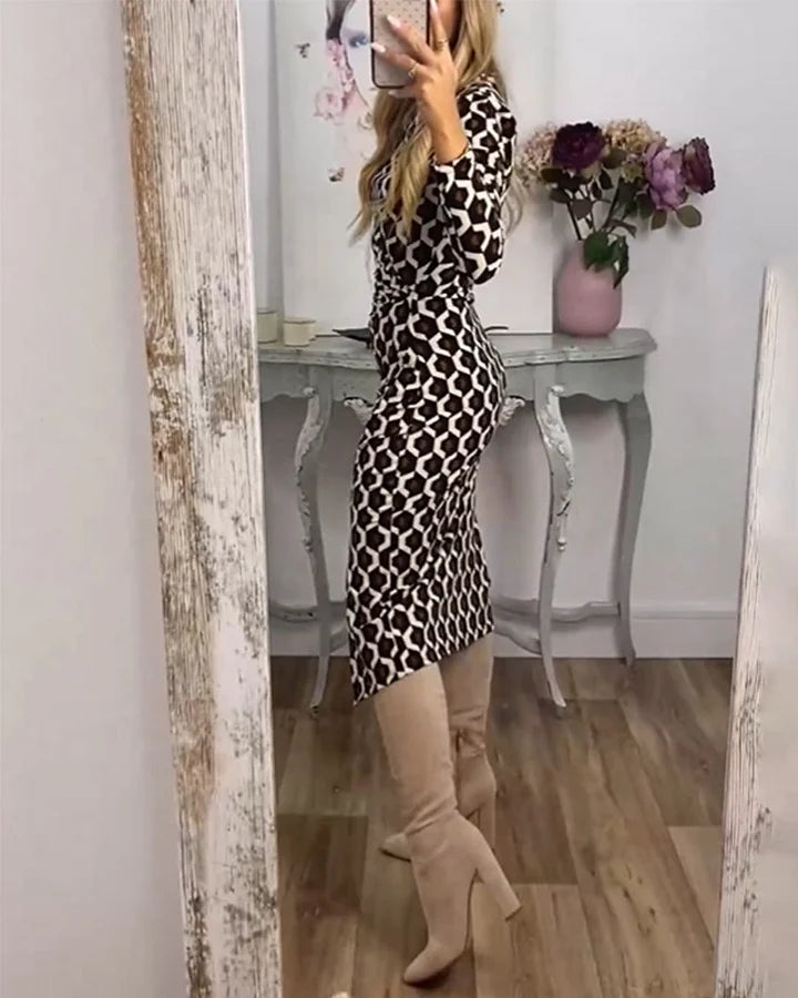 Elspeth - Slit Dress With Fish Scale Print