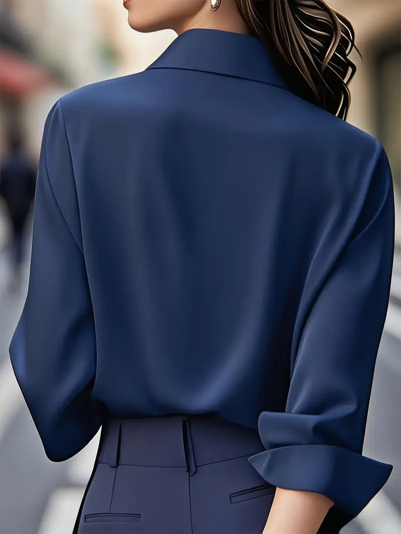 Amiliana - Elegant Long Sleeve Button Down Shirt