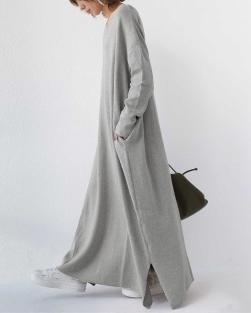 Bonita - Fashionable Long Sleeve V-Neck Dress