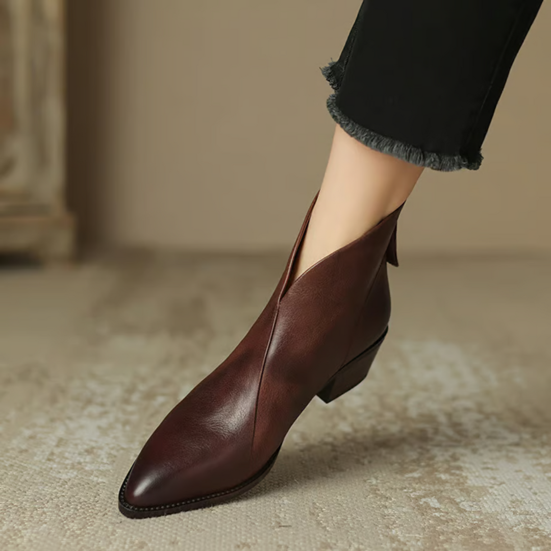 Zabrina - Leather Pointed Toe Ankle Boots