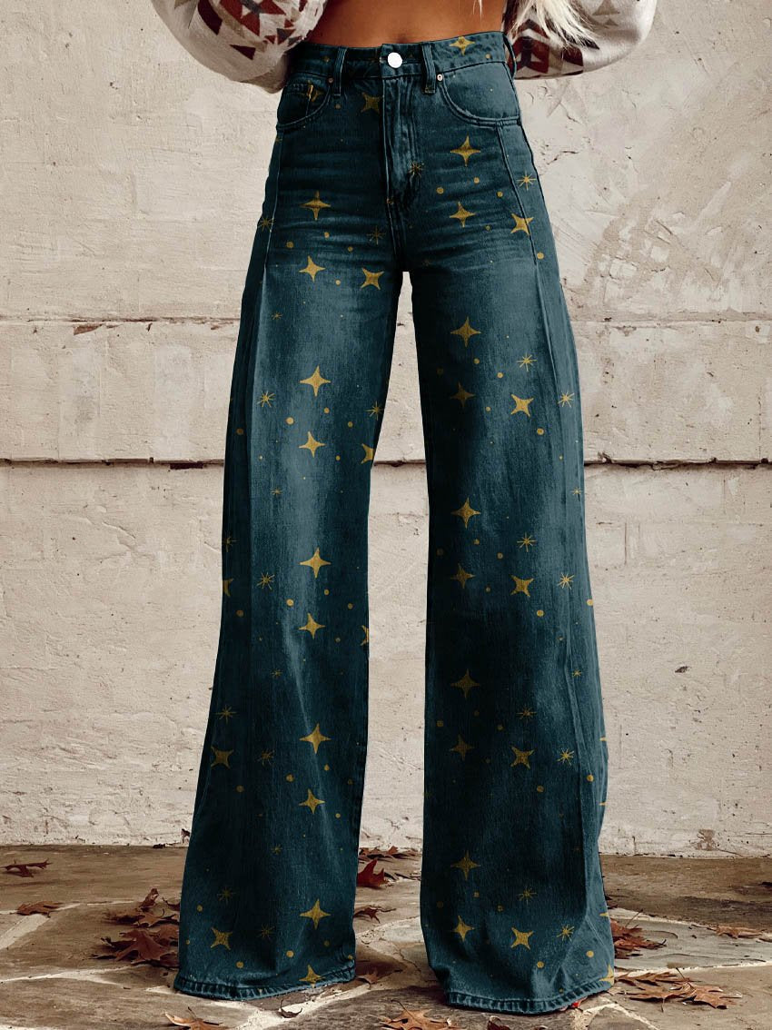 Mailin - Wide Leg Flare Print Pants