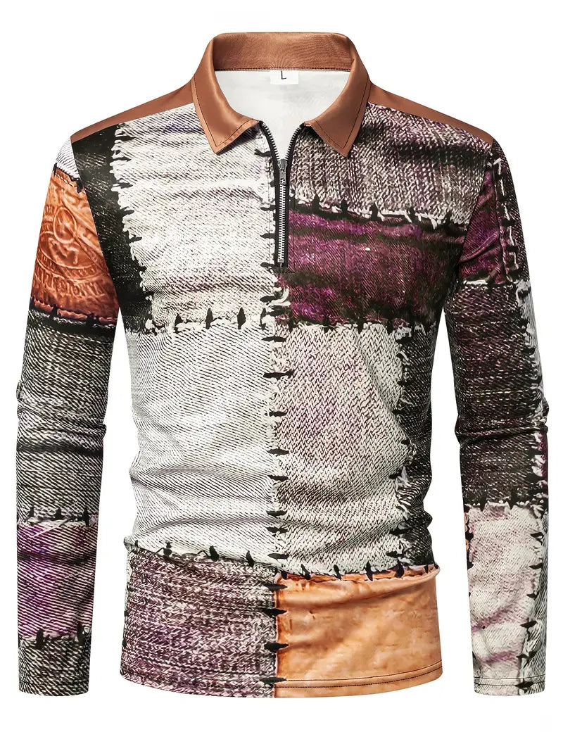 Zerem - Color Block Long Sleeve Shirt with Zip