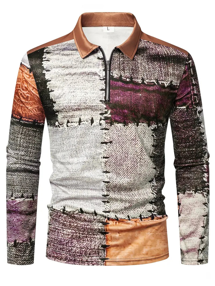 Zerem - Color Block Long Sleeve Shirt with Zip