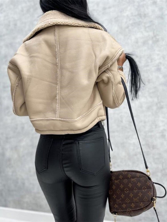 Saskanuza - Faux Shearling Lined Zip-Up Jacket