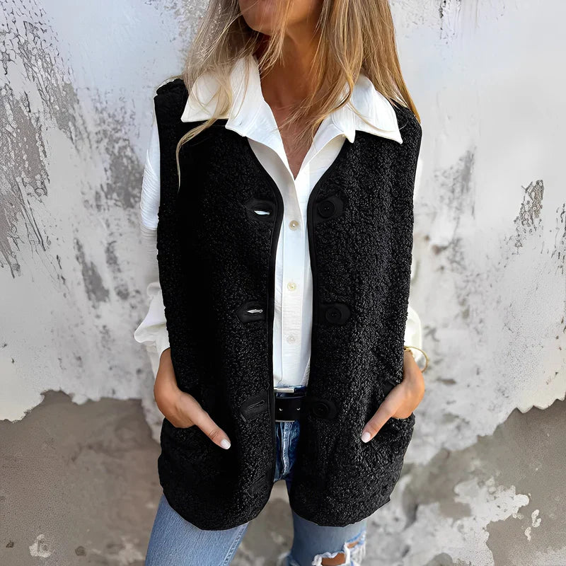Jacklyn - Teddy Vest With Button