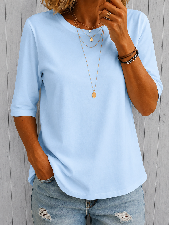 Alivea - Crew Neck Three Quarter Sleeve T-Shirt