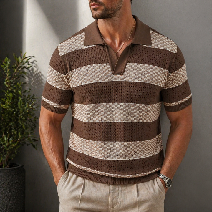Leunard - Striped Knit Polo Shirt