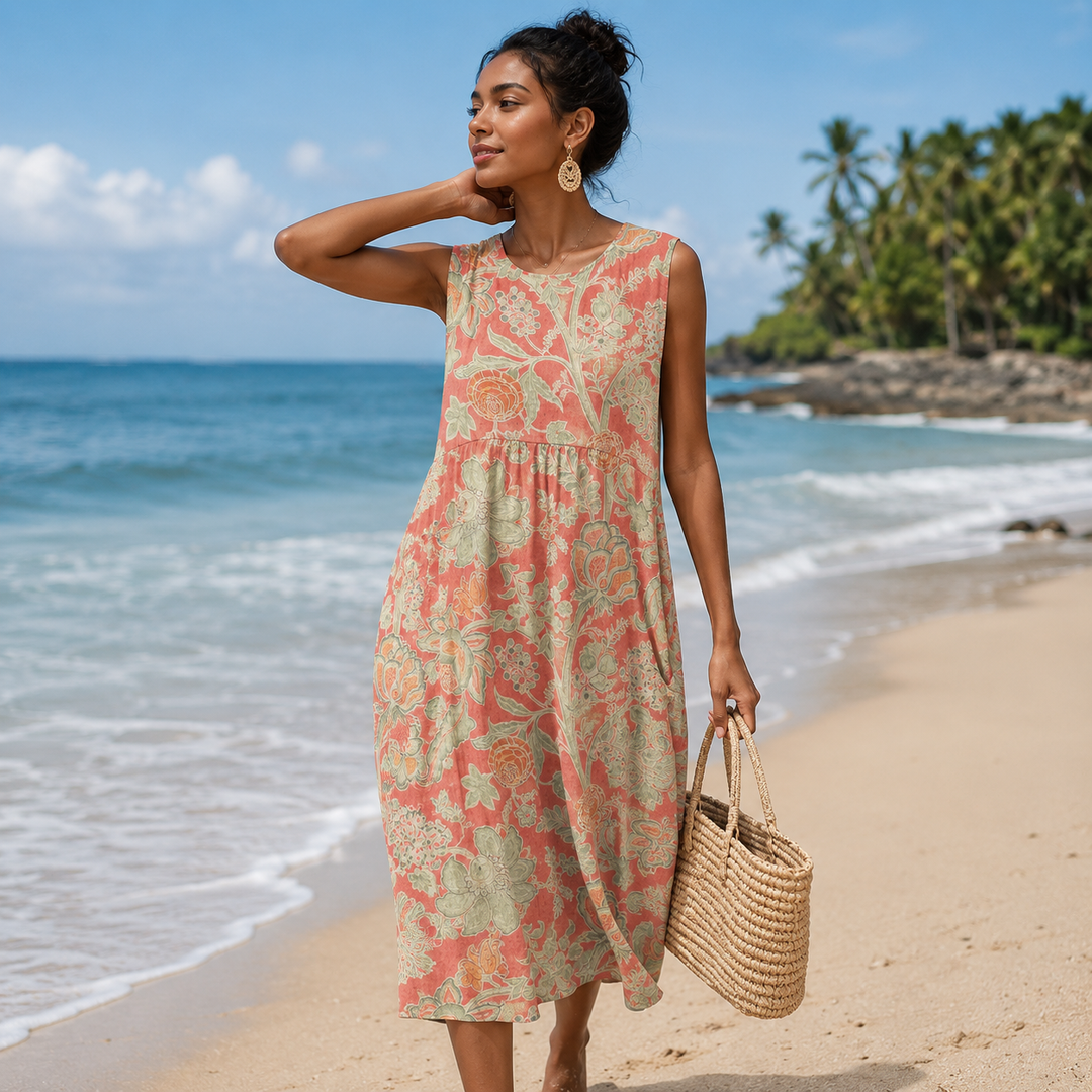 Kary - Sleeveless Summer Print Dress