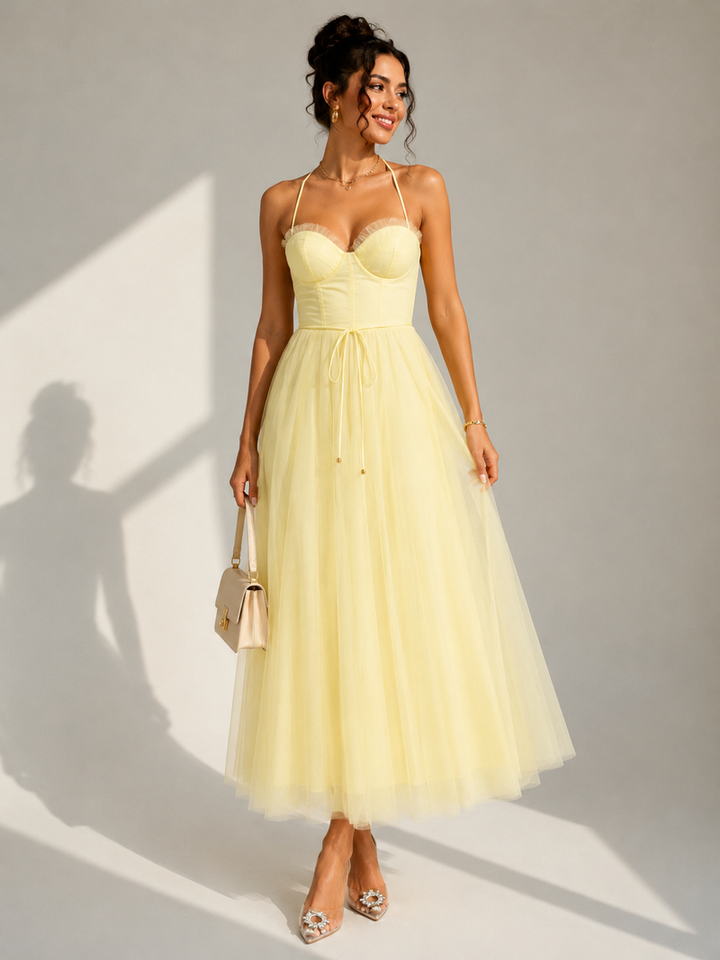 Chiyoko - Elegant Midi Dress With Open Back