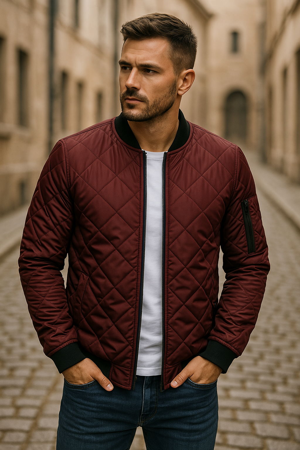 Willy - Cotton Jacket With Diamond Pattern