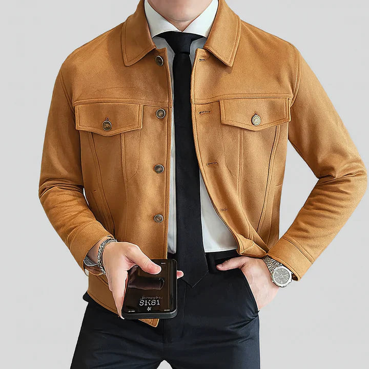 Davila - Elegant Long Sleeve Suede Jacket