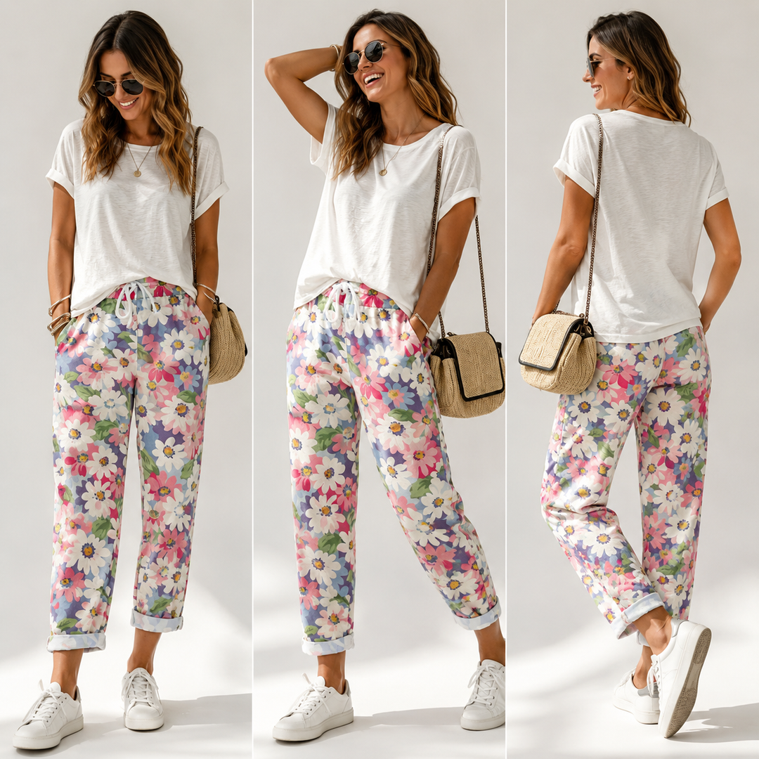 Leyza - Floral Print Tapered Pants