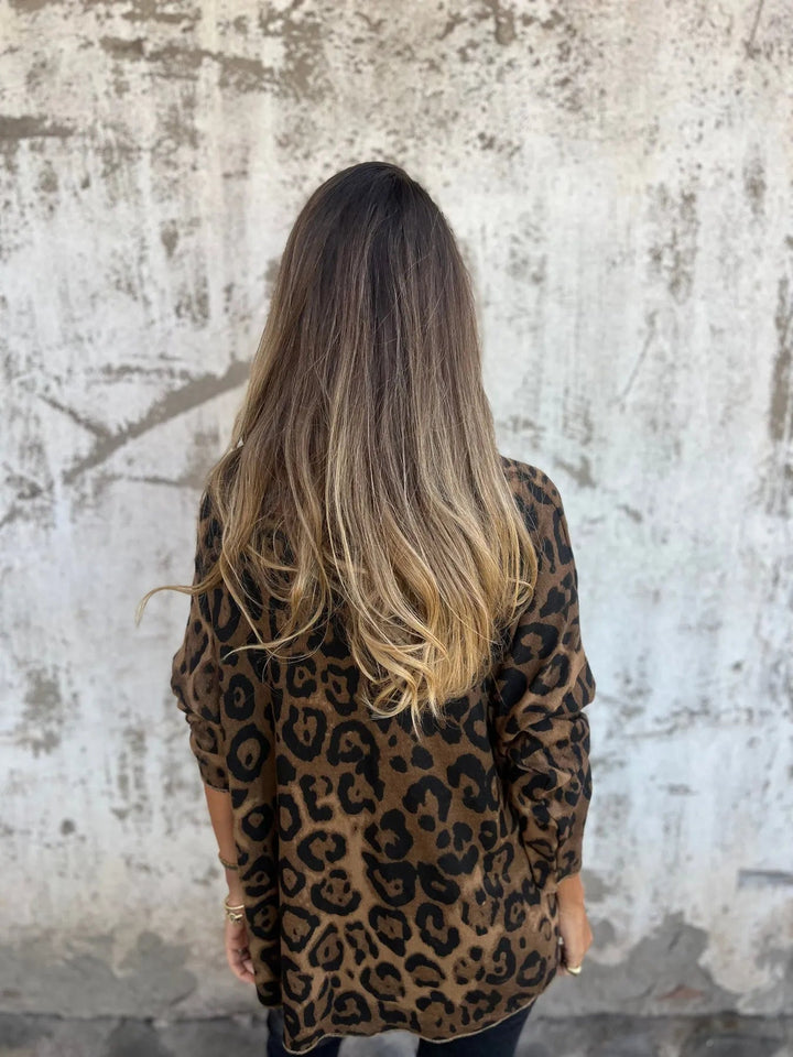 Swantje - Round Neck Leopard Print Blouse |1+1 Free