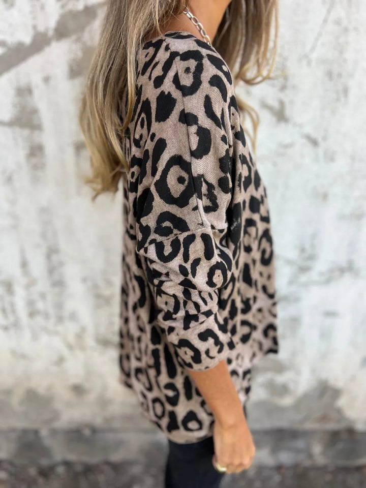 Swantje - Round Neck Leopard Print Blouse |1+1 Free
