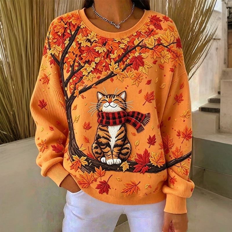 Seveoriana - Casual Sweatshirt With Cat Print