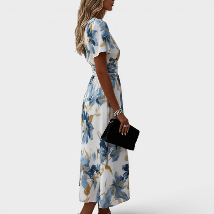 Elinza - Floral Midi Wrap Dress
