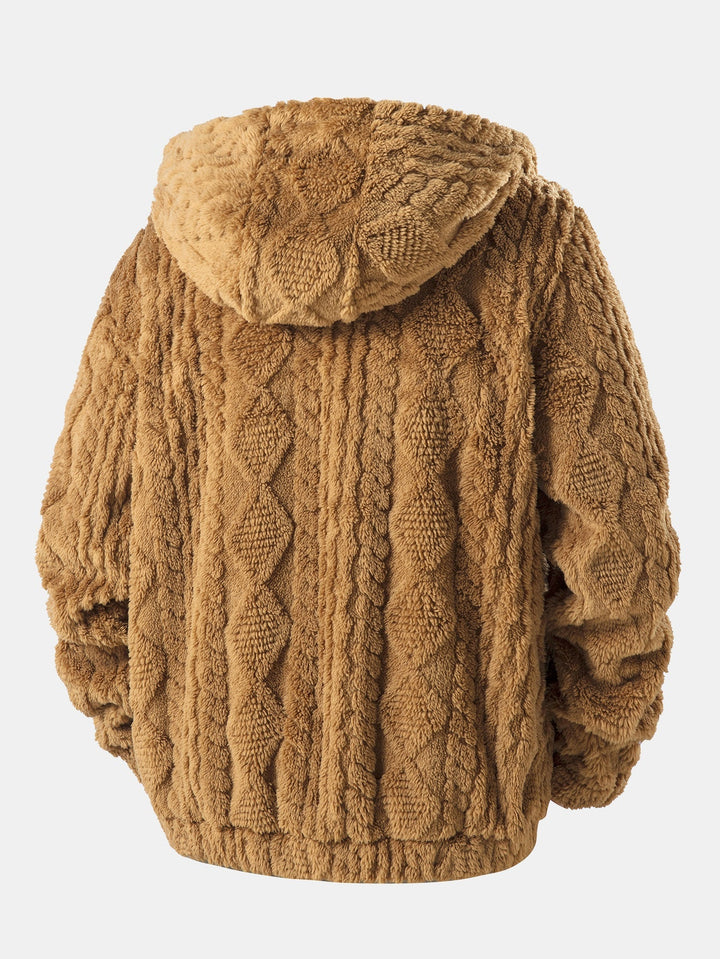 Alonzo - Geometric Jacquard Teddy Hoodie